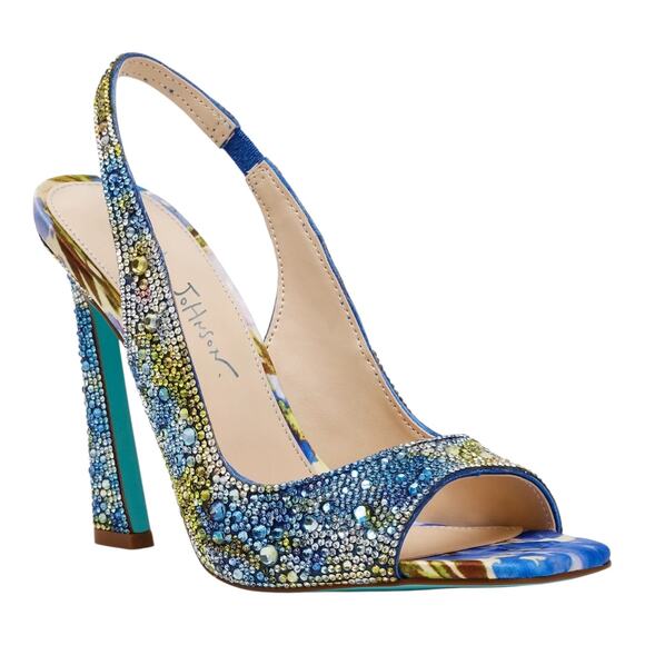 Betsey Johnson Women's Mina Rhinestone Evening Sandals Blue Size 10 M - Picture 1 of 4